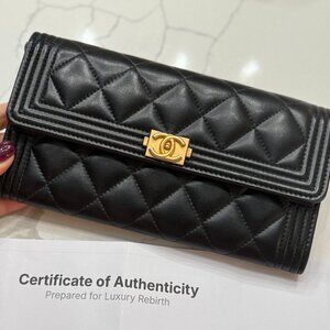 Chanel Black Boy Quilted Wallet
